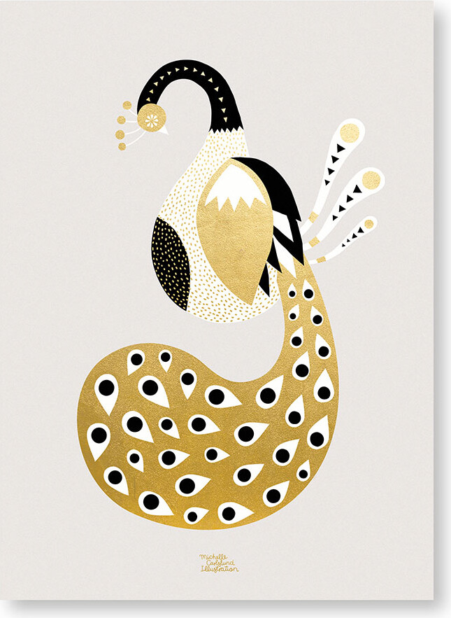 Michelle Carlslund - Plakat - 30x40 Cm - Guld Påfugl
