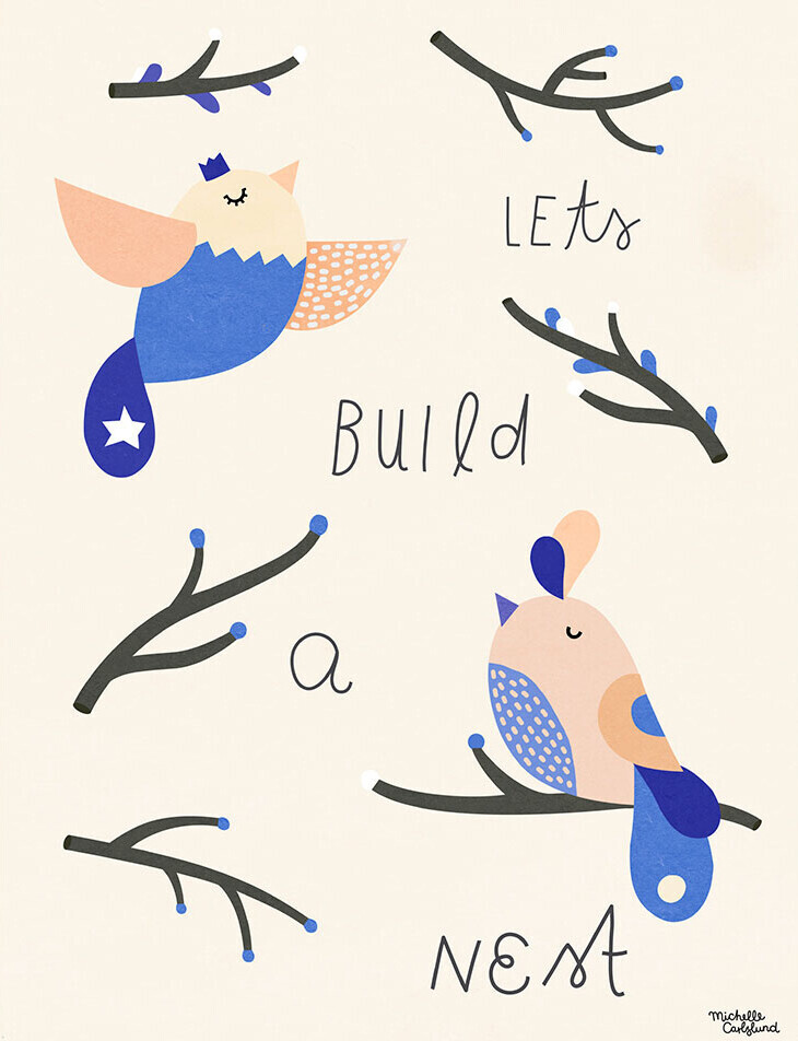 Michelle Carlslund - Plakat - 30x40 Cm - Lad Os Bygge En Rede