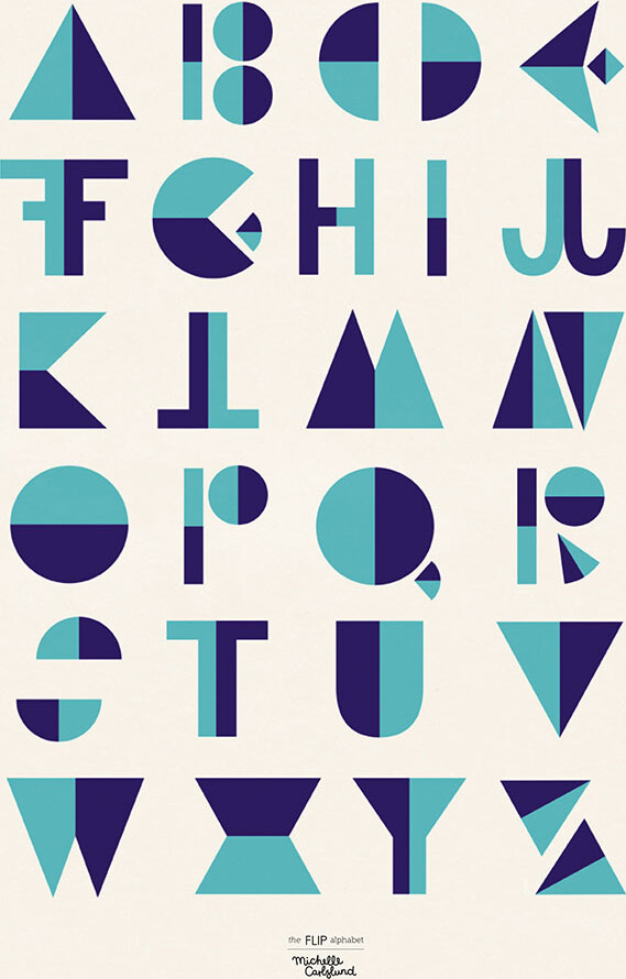 Michelle Carlslund - Plakat - 50x70 Cm - Alfabetet Blå