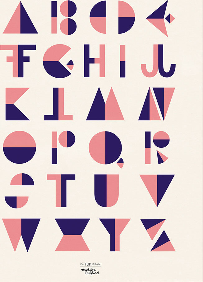 Michelle Carlslund - Plakat - 50x70 Cm - Alfabetet Rosa