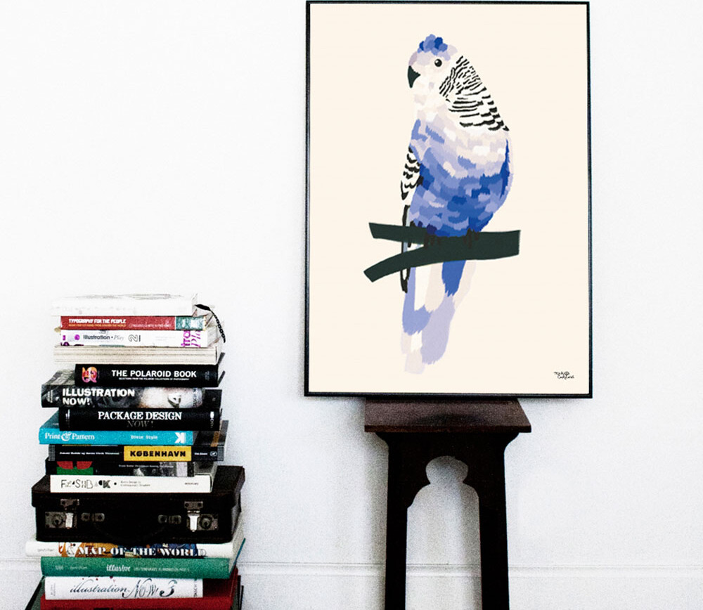 Michelle Carlslund - Plakat - 50x70 Cm - Blå Undulat