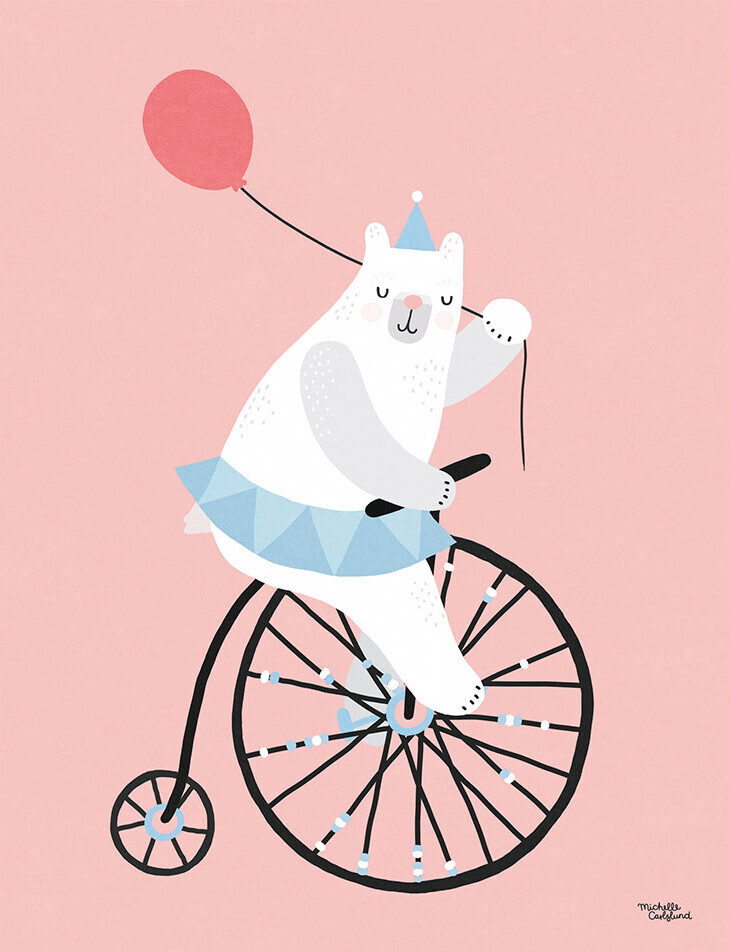 Michelle Carlslund - Plakat - 50x70 Cm - Cyklende Bjørn