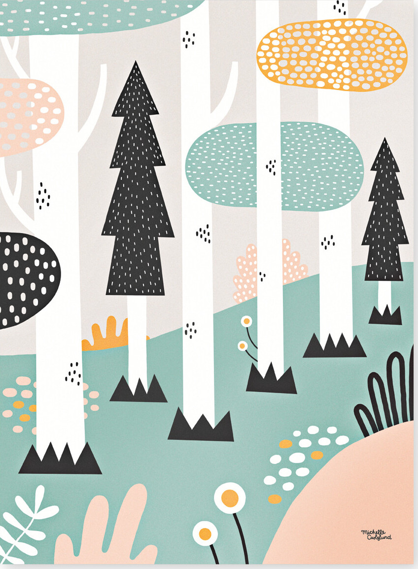 Michelle Carlslund - Plakat - 50x70 Cm - Forest - Pastel
