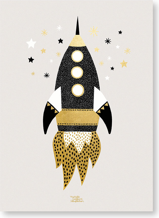 Michelle Carlslund - Plakat - 50x70 Cm - Guld - Rumskib