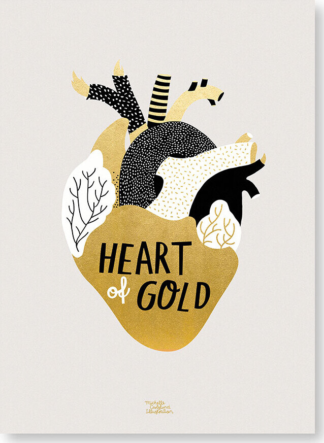 Michelle Carlslund - Plakat - 50x70 Cm - Hjerte Af Guld