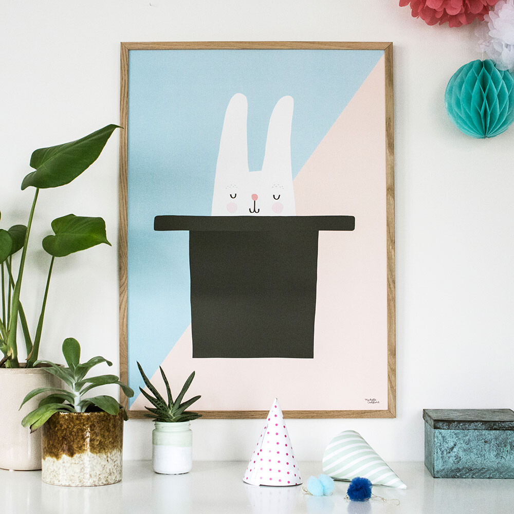 Michelle Carlslund - Plakat - 50x70 Cm - Kaninen I Hatten