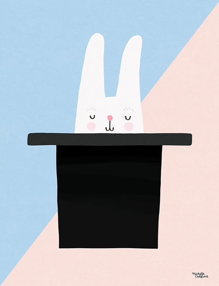 Michelle Carlslund - Plakat - 50x70 Cm - Kaninen I Hatten