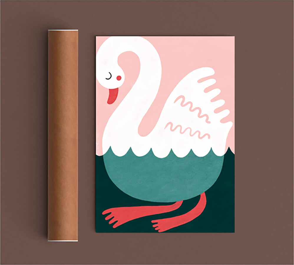 Michelle Carlslund - Plakat - 50x70 Cm - Svømmende Svane