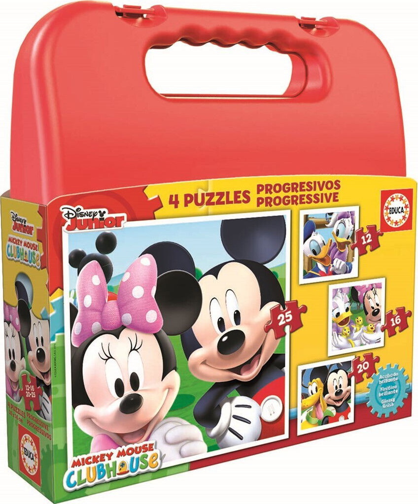 Mickey Mouse Klubhus Puslespil - 4 Stk - 12, 16, 20 + 25 Brikker