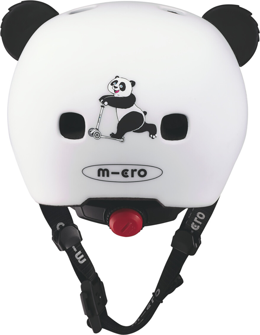 Micro - Cykelhjelm Til Børn - Medium 52-56 Cm - 3d Panda - Hvid