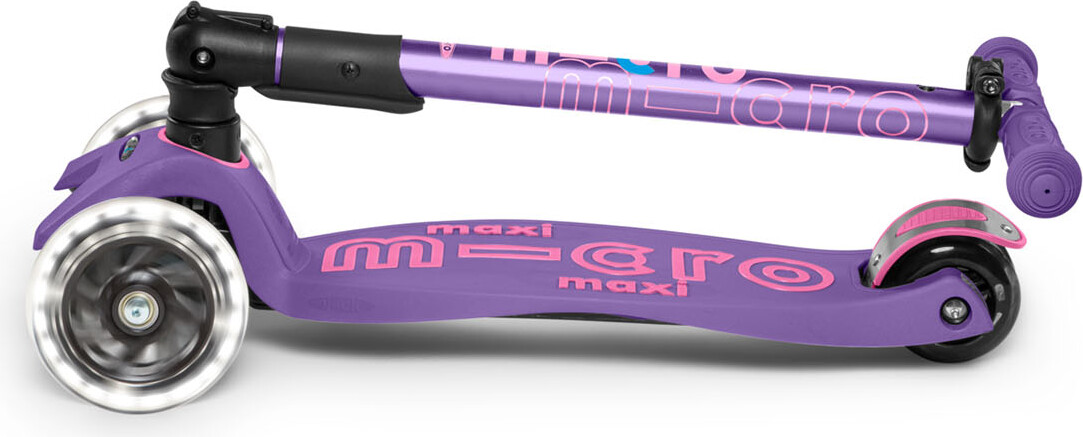 Micro - Maxi Deluxe Led Foldbar - Purple - Trehjulet Løbehjul