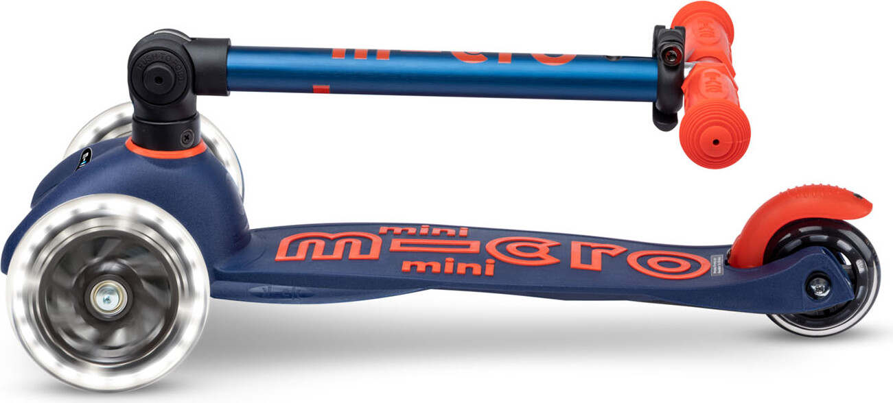 Micro - Mini Deluxe Led Foldbar - Navy Blue - Trehjulet Løbehjul