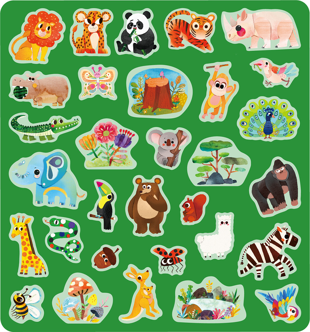 Mieredu - Jelly Stickers 31 Stk - Flytbare - Vilde Dyr