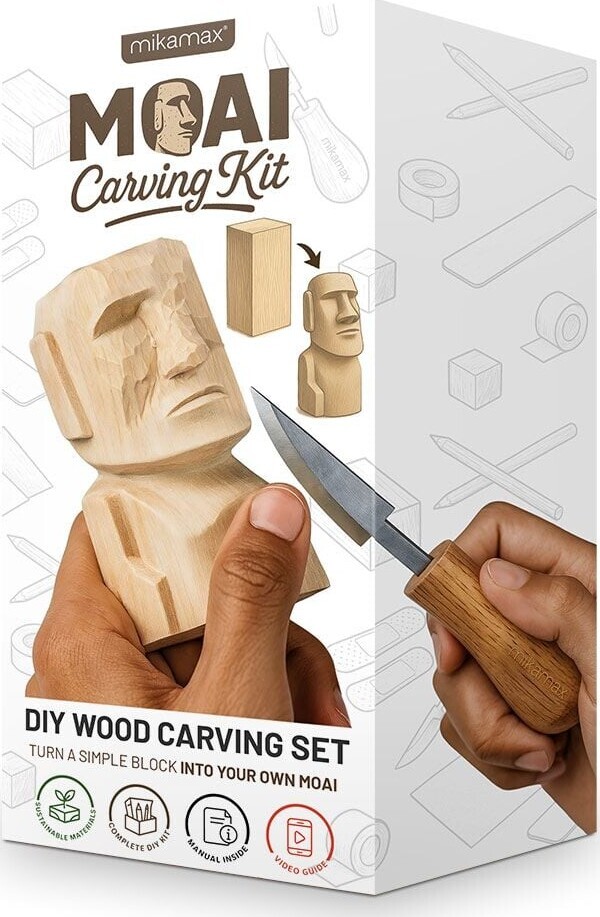 Mikamax - Moai Carving Kit - Diy Moai Figur Træskæresæt