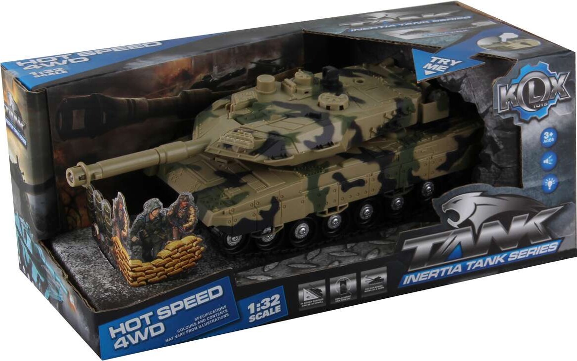 KLX Militær kampvogn med friktion, lys, lyd og Try-Me (534681)