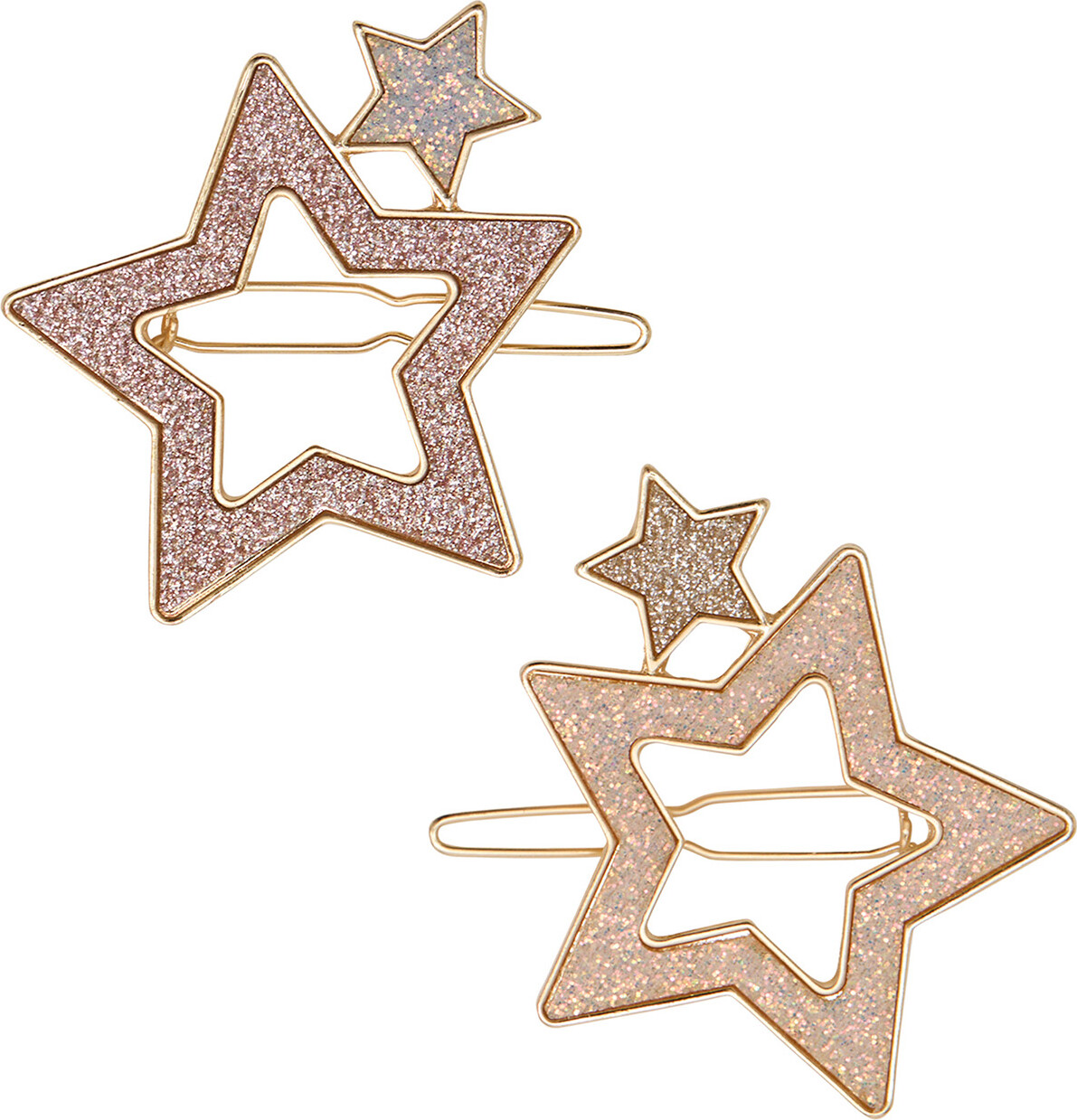 Mimi & Lula - 2 Snap Hårspænder - Large Super Sparkle Star