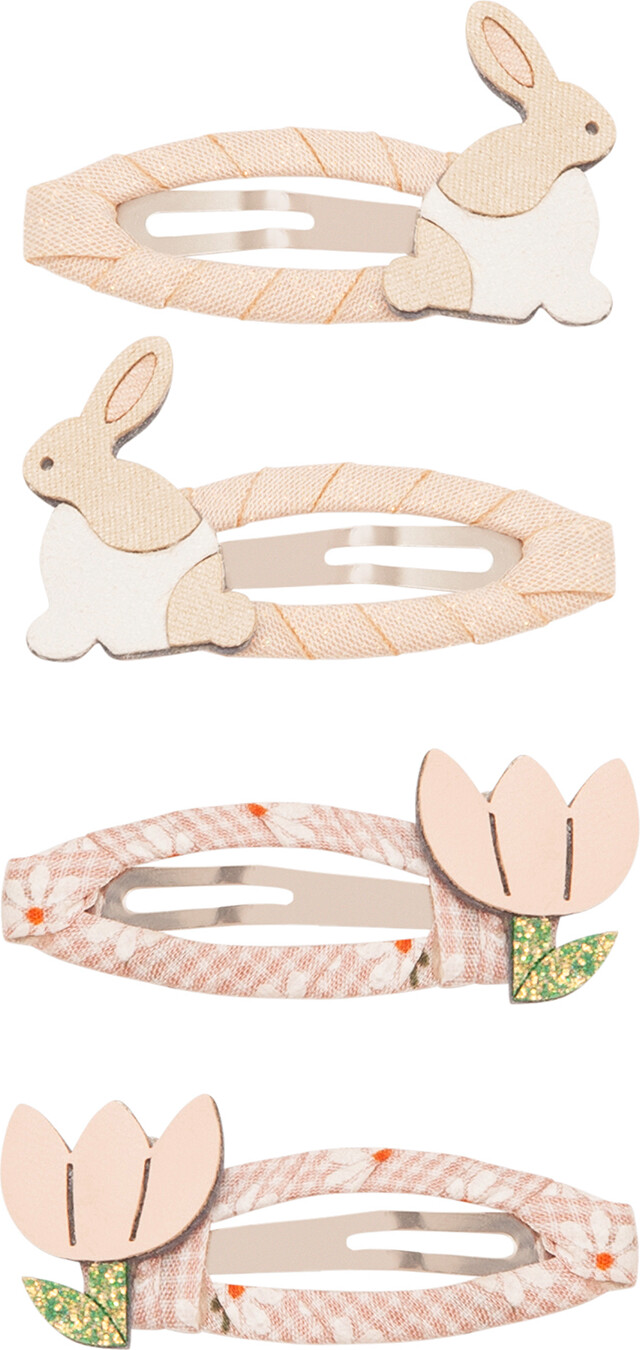 Mimi & Lula - 4 Hårspænder - Bunny Og Flower Easter