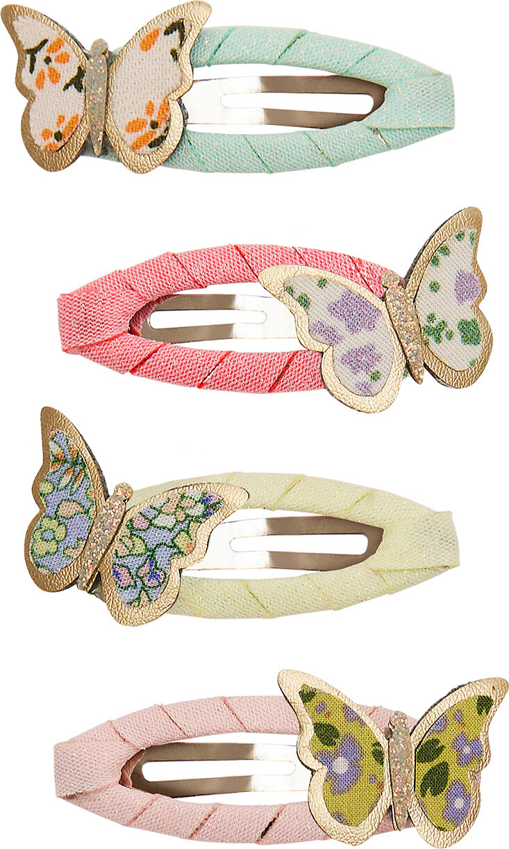 Mimi & Lula - 4 Hårspænder - Floral Butterfly Spring On The Farm