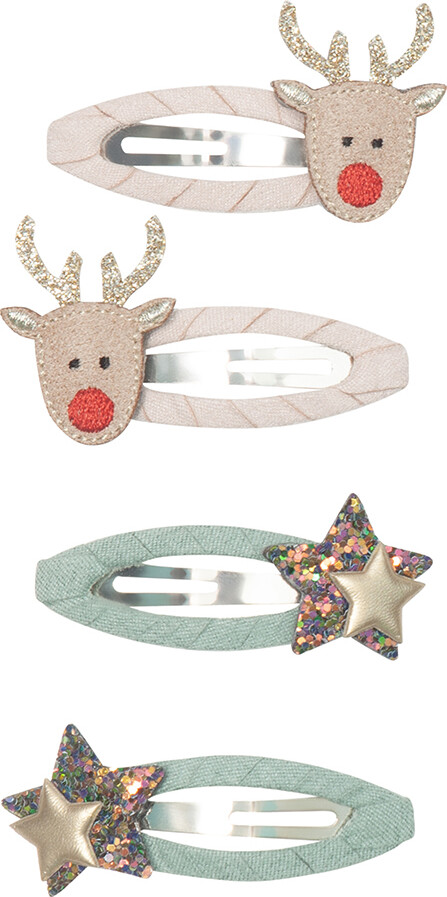 Mimi & Lula - 4 Hårspænder - Reindeer Christmas