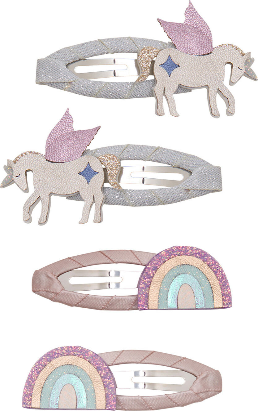 Mimi & Lula - 4 Hårspænder - Unicorn And Rainbow