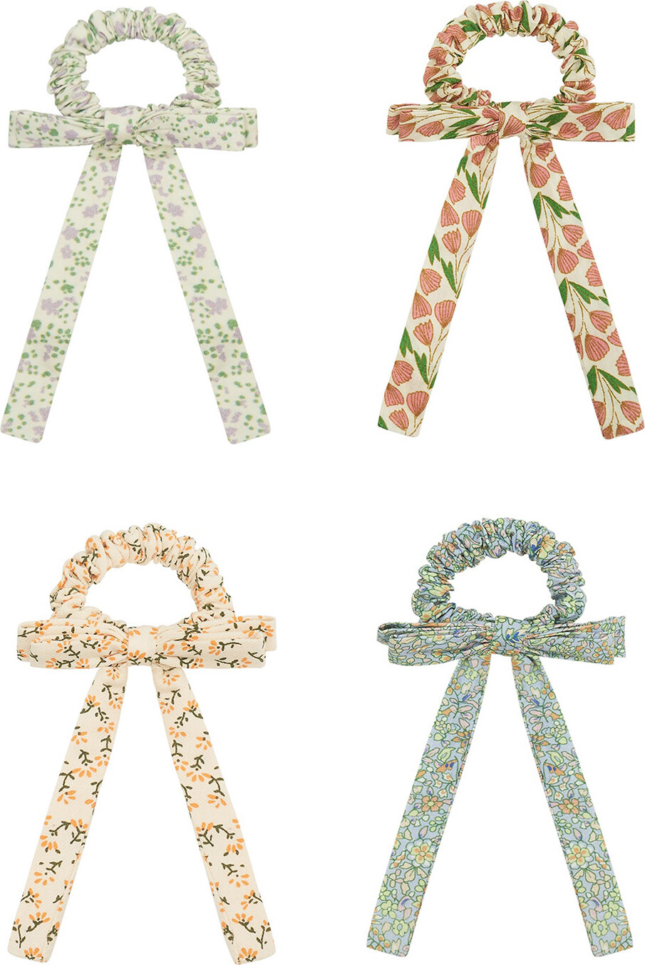 Mimi & Lula - 4 Scrunchies - Floral Bow Spring On The Farm