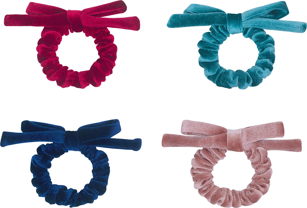 Mimi & Lula - 4 Scrunchies Hårelastikker - Velvet Blackberry Bow