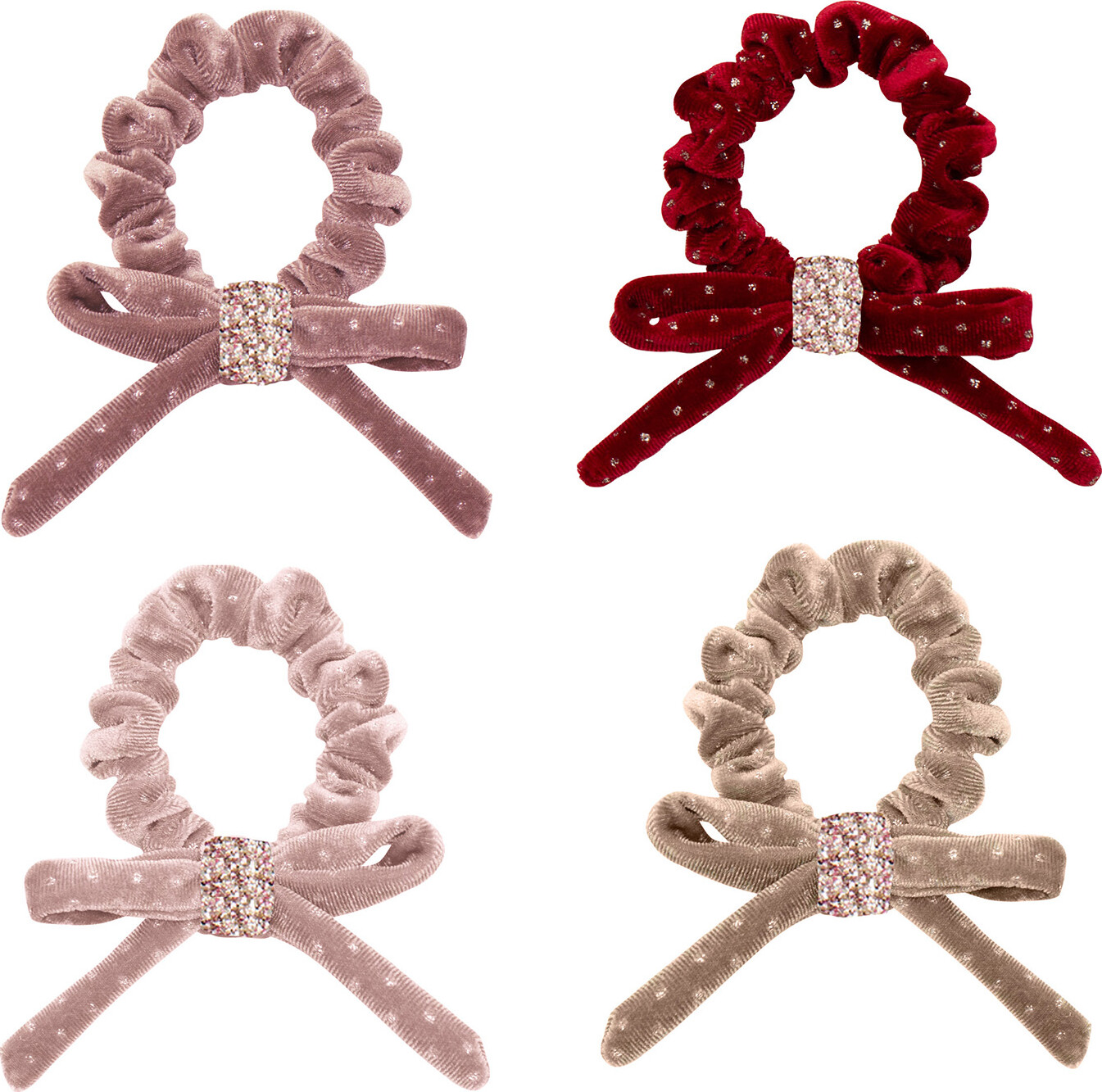 Mimi & Lula - 4 Scrunchies Hårelastikker - Velvet Bow