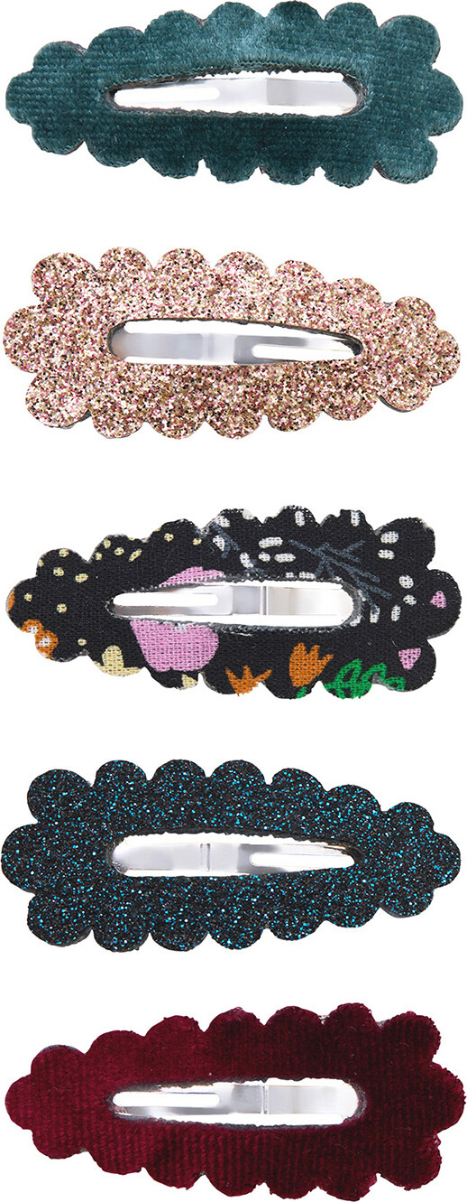 Mimi & Lula - 5 Hårspænder - Mini Scalloped Blackberry