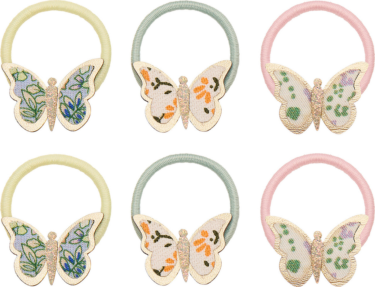 Mimi & Lula - 6 Hårelastikker - Mini Floral Butterfly Spring On The Farm