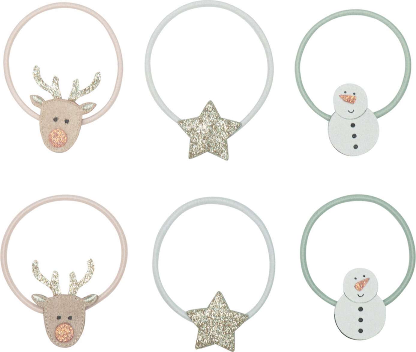 Mimi & Lula - 6 Hårelastikker Til Børn - Reindeer Christmas