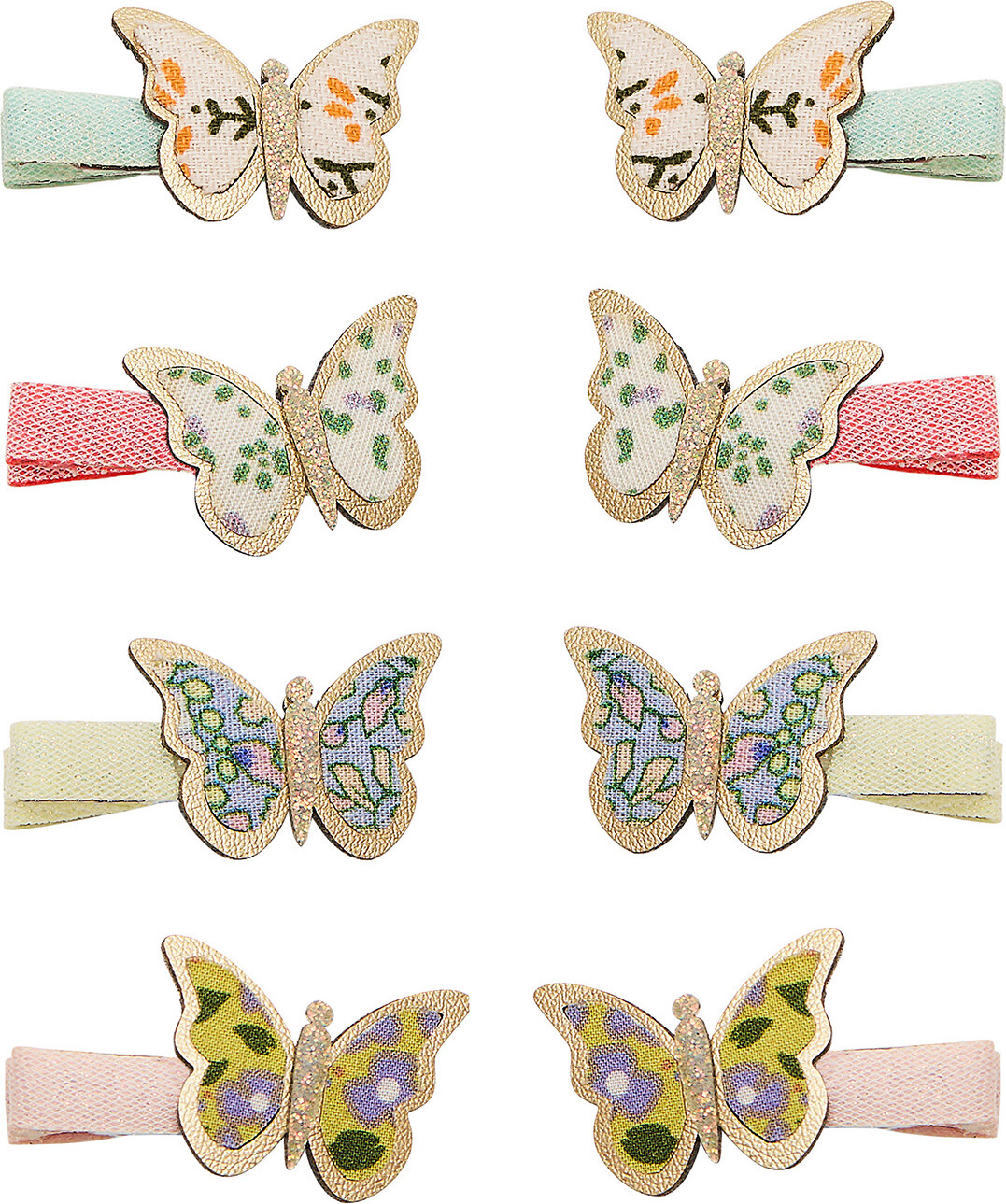 Mimi & Lula - 8 Hårclips - Mini Floral Butterfly Spring On The Farm