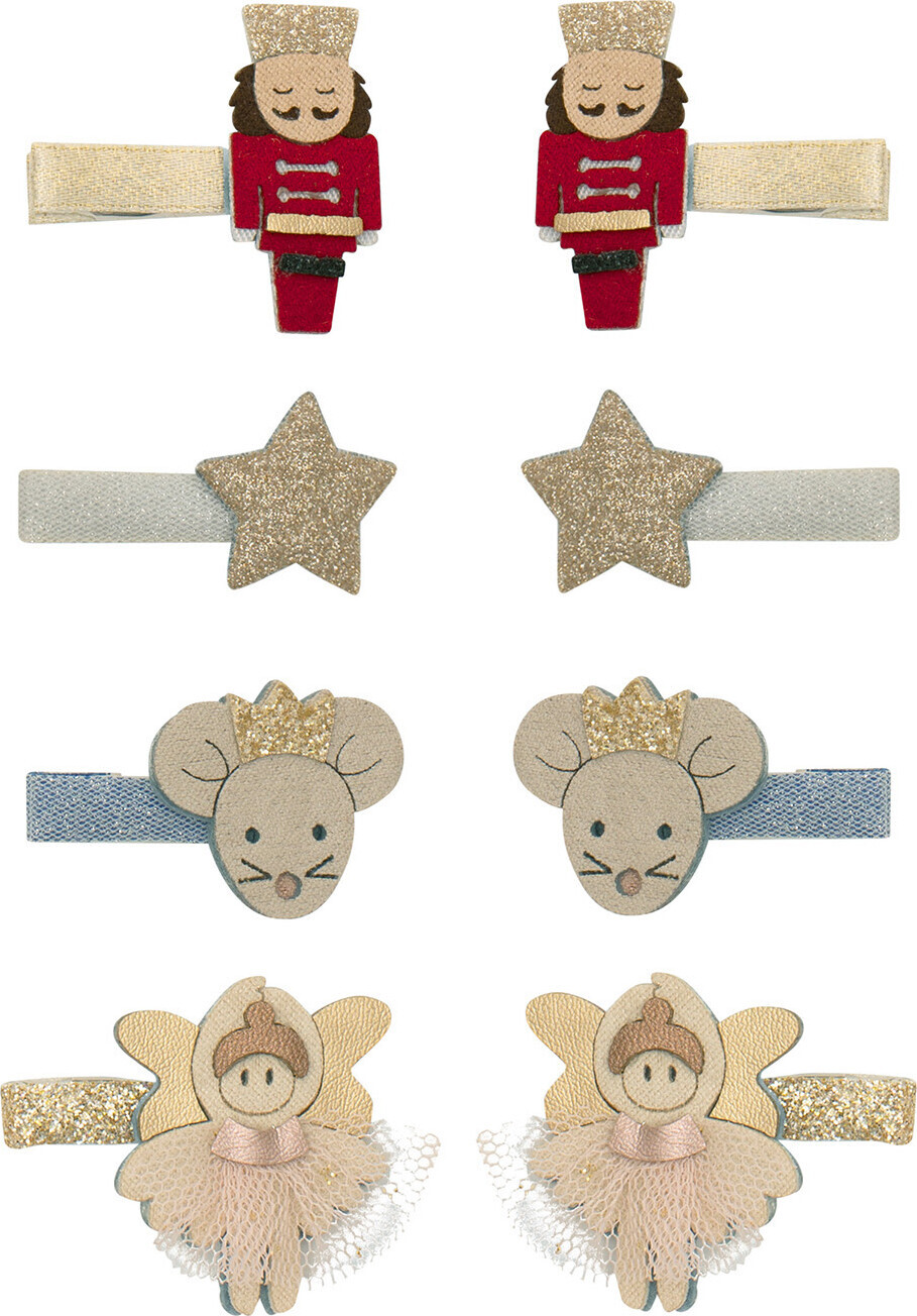Mimi & Lula - 8 Hårclips Til Børn - Mini Nutcracker Christmas