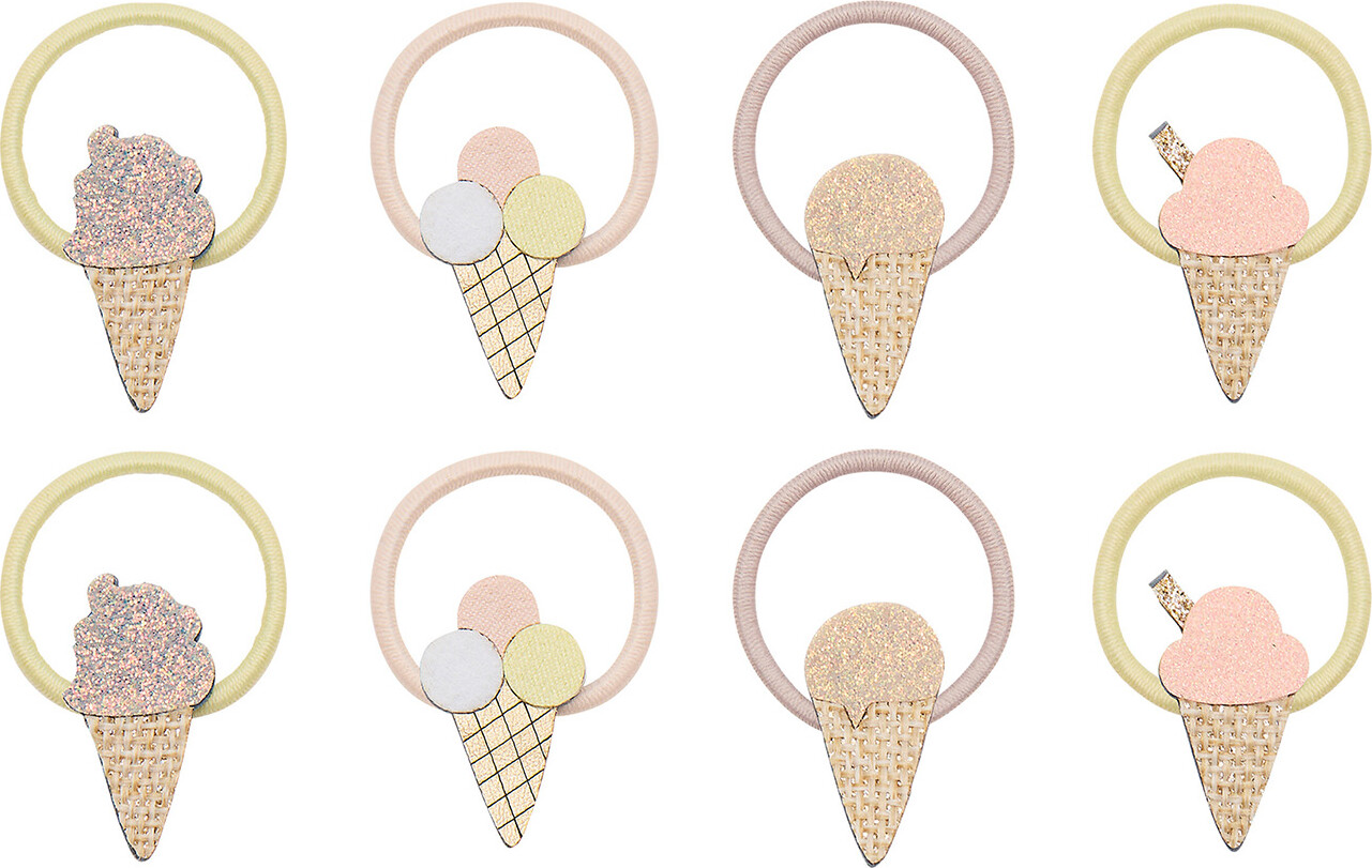 Mimi & Lula - 8 Hårelastikker - Mini Ice Cream Peaches And Cream