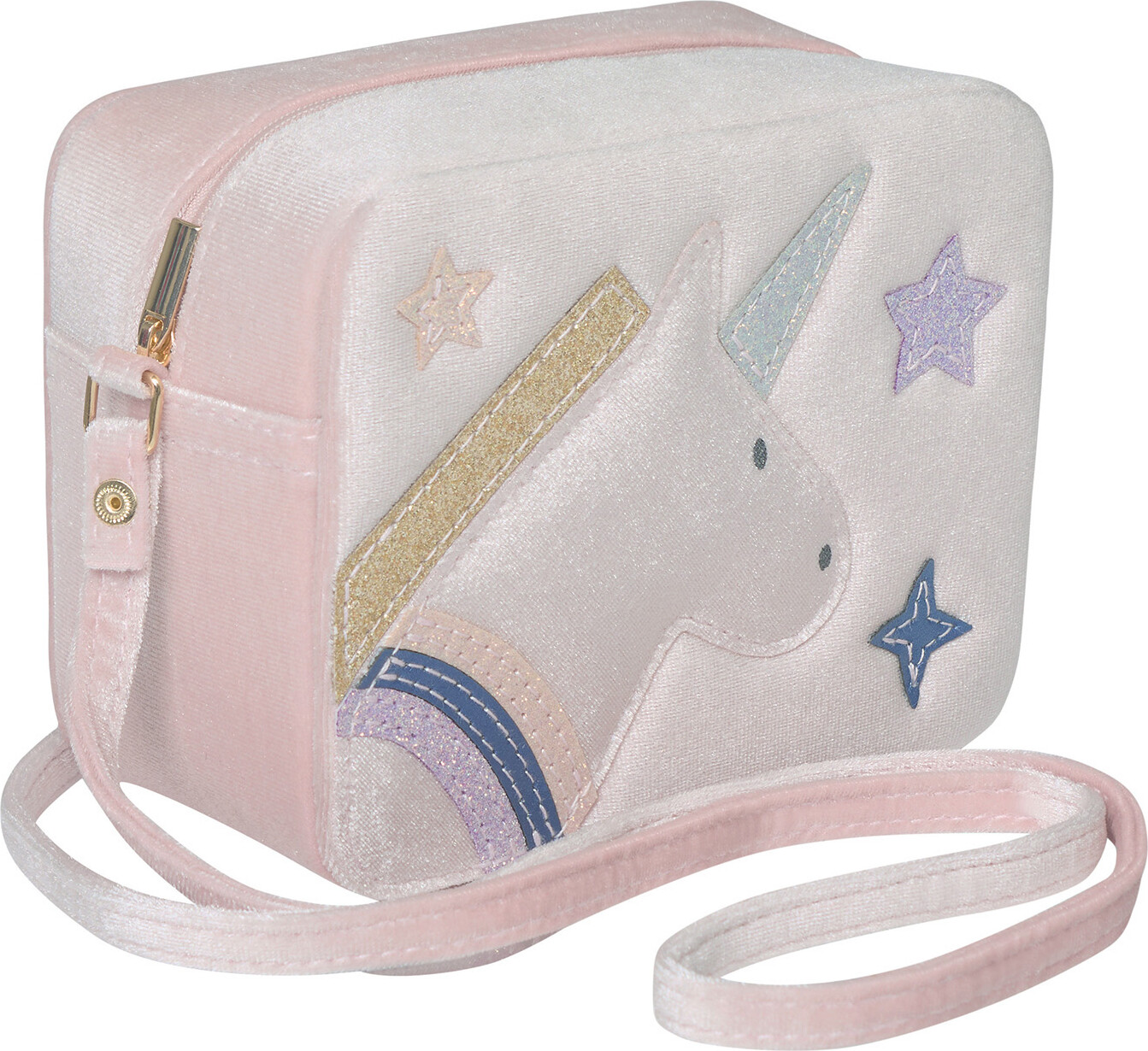 Skuldertaske Til Børn - Enhjørning Lyserød Velour - Mimi & Lula
