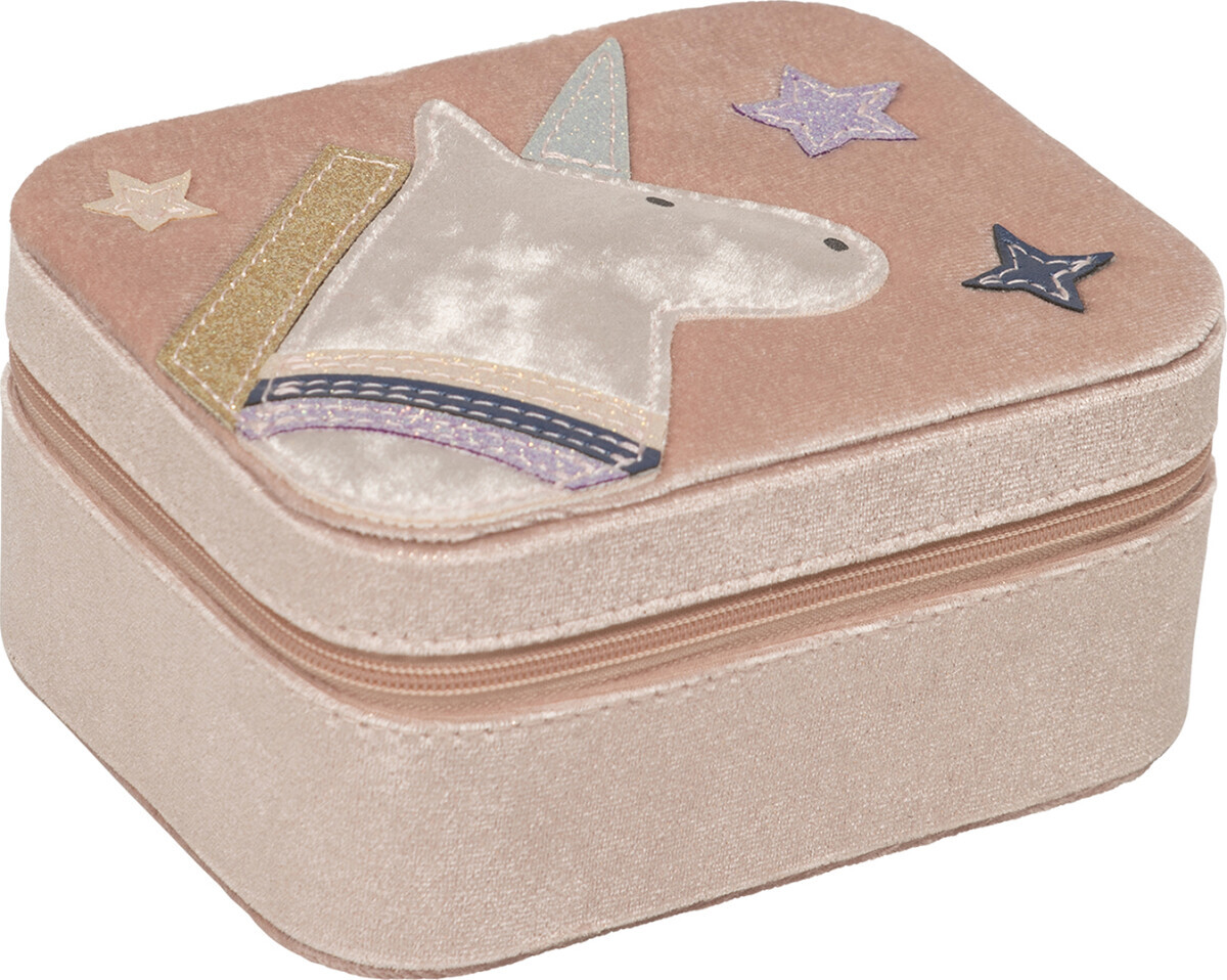 Smykkeskrin Til Børn - Enhjørning Velour Lyserød - Mimi & Lula