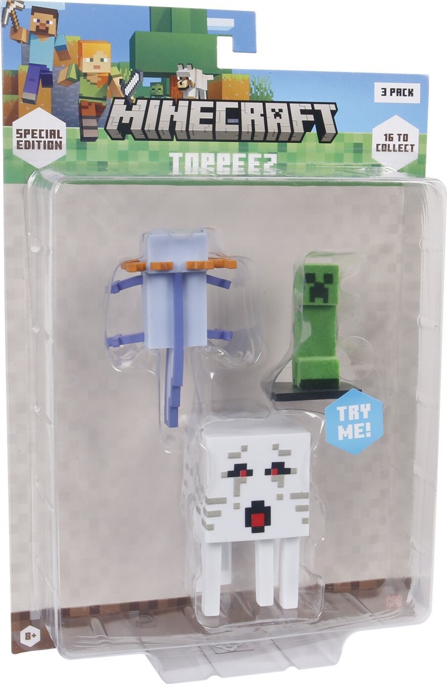 Minecraft - 3d Special Edition Figure 3 Pack Blister - Axolotl , Creeper & Ghast