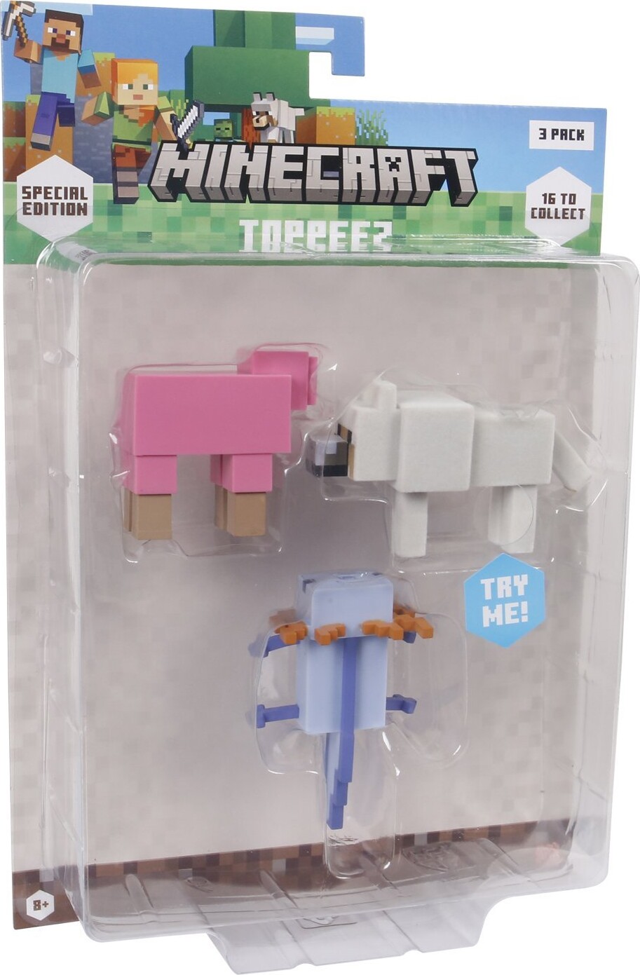 Minecraft - 3d Special Edition Figure 3 Pack Blister - Sheep, Wolf & Axolotl