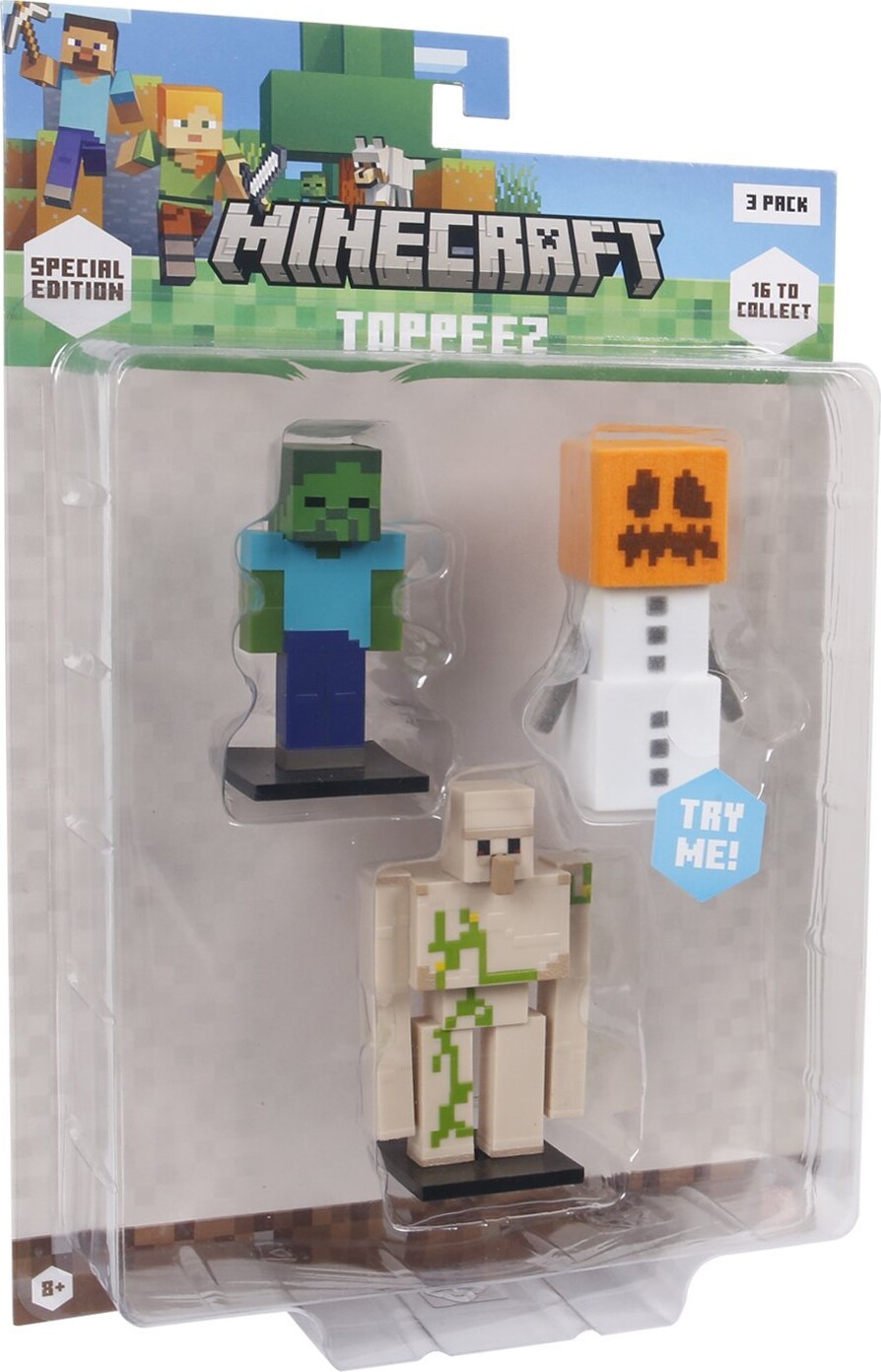 Minecraft - 3d Special Edition Figure 3 Pack Blister - Zombie, Snow Golem & Iron Golem