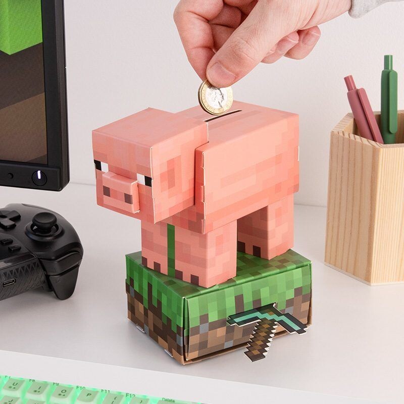Minecraft Pig Build Your Own Money Box Kit
