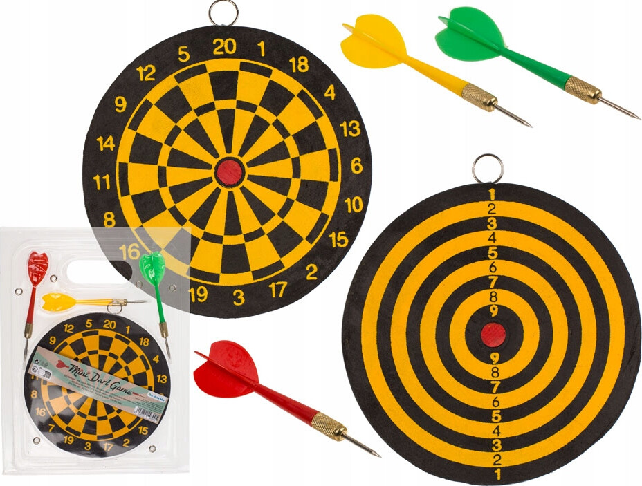 Mini Dart Spil Til Børn Og Voksne - Inkl. Dartskive Og 3 Pile