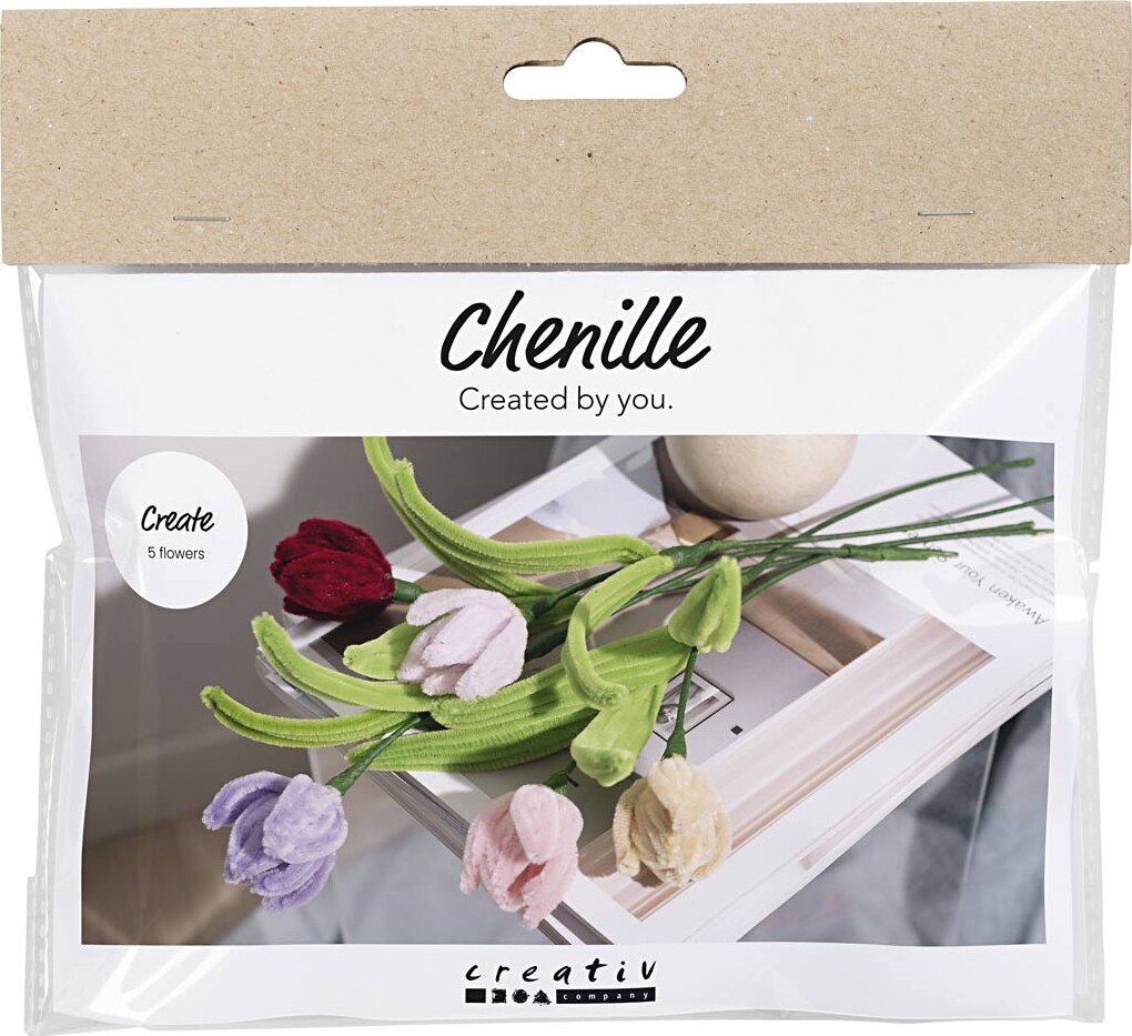 Mini Diy Kit Chenilleblomster - Tulipaner - Assorterede Farver billede