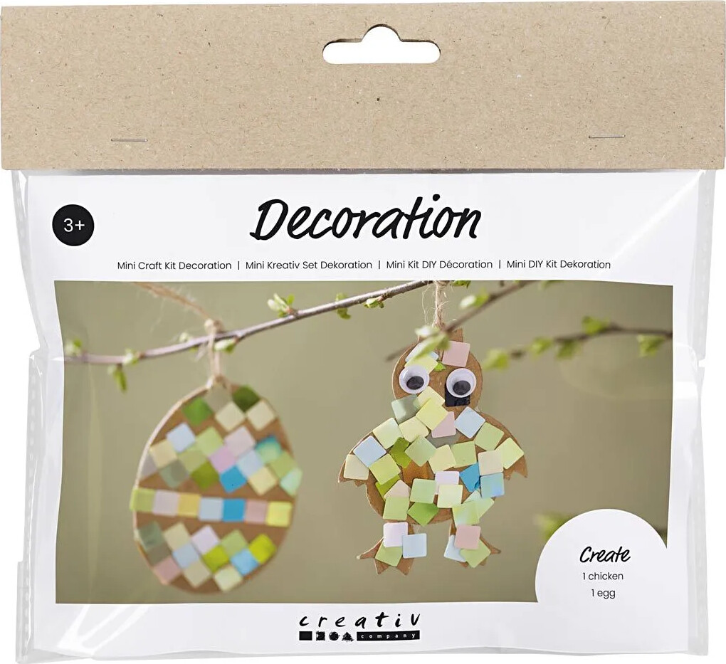 Billede af Mini Diy Kit Dekoration - æg Og Kylling - Sort - Brun - Hvid - Assorterede Farver