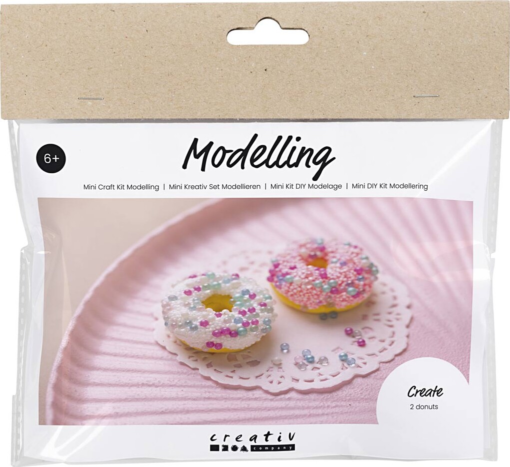 Mini Diy Kit Modellering - Donuts - Pink - Turkis - Hvid - Gul billede