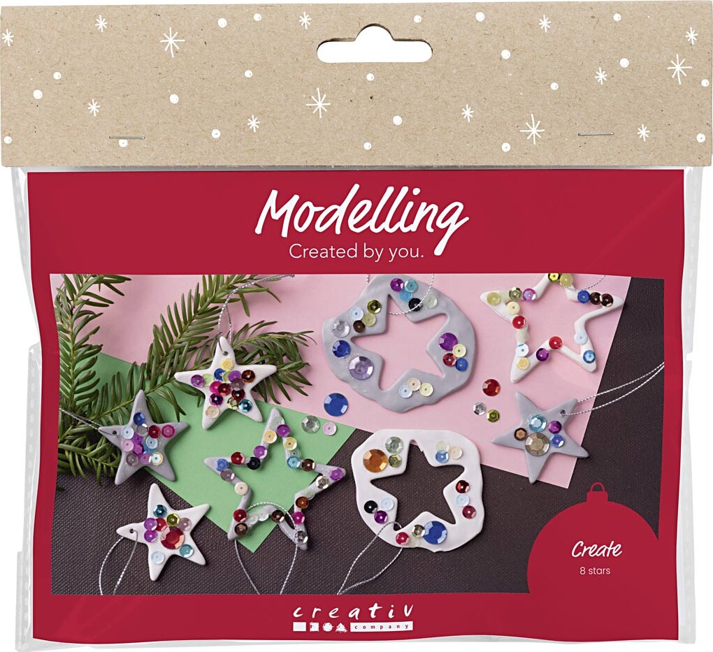 Mini Diy Kit Modellering - Stjerner - Sølv - Hvid
