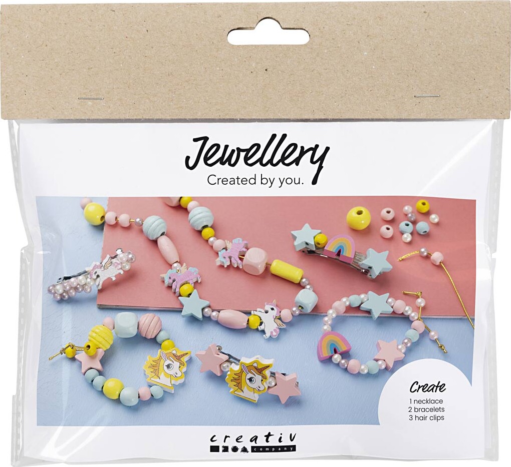 Mini Diy Kit Smykker - Halskæde - Armbånd - Hårpynt - Lys Blå - Lys Rød - Gul billede