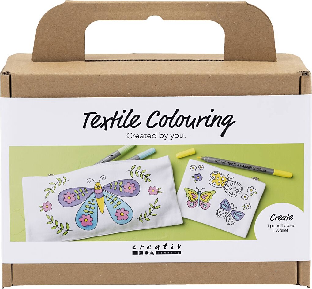 Mini Diy Kit Tekstilfarvelægning - Sommerfugl - Pastelfarver