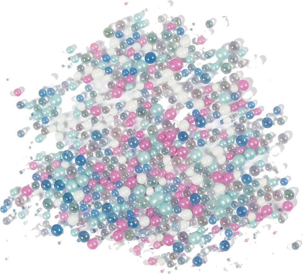 Små Mini Glaskugler - Pastelfarver - Str. 0,6-0,8+1,5-2+3 Mm - 600 G