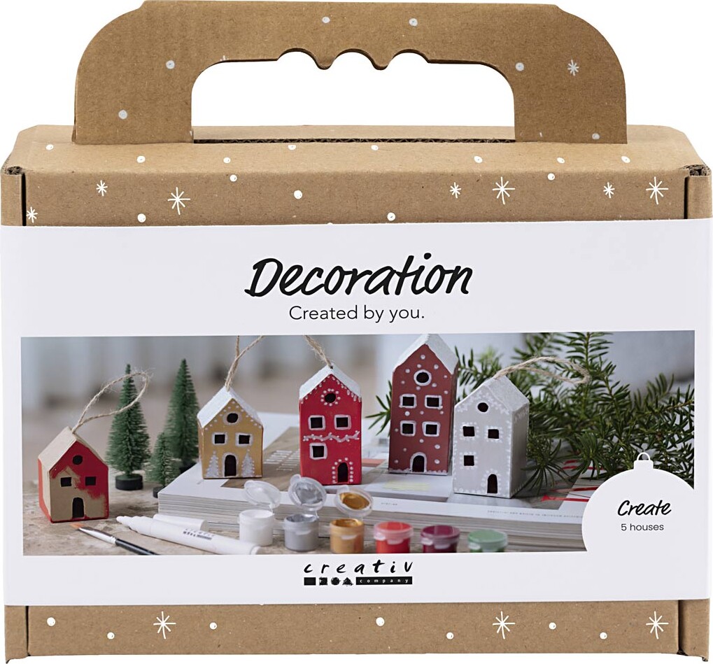 Mini Kreativt Sæt - Dekoration - Huse - Julefarver