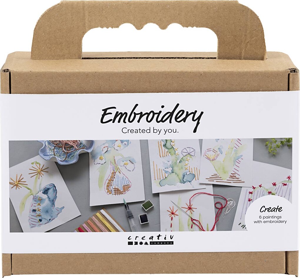 Mini Craft Kit Embroidery - Malerier med broderi - assorterede farver (977860)