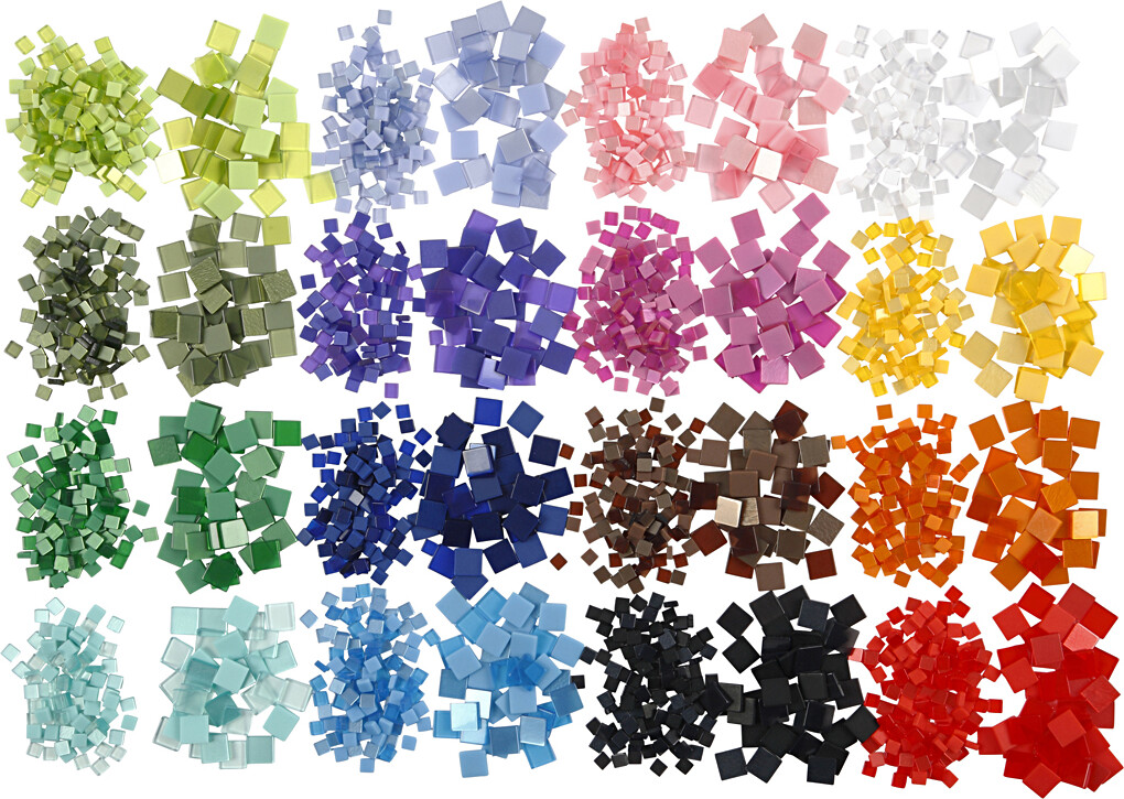 Minimosaik, str. 5x5+10x10 mm, tykkelse 2 mm, 32x25g/ 1 pk.
